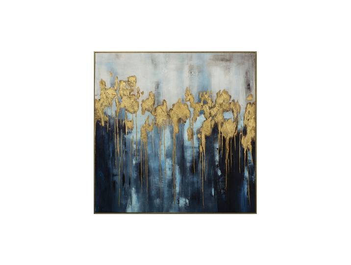Handgemaltes, gerahmtes Bild „Golden Waves“ 100 x 100 cm Multicolor Crea Collection