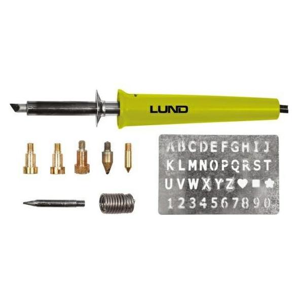 Toya LUND Brandmalkolben Set 11 teilig, 30 Watt, 400°C, incl. viele Aufsätze und Buchstaben, Brandmalerei (Brandmalkolben) (78890)