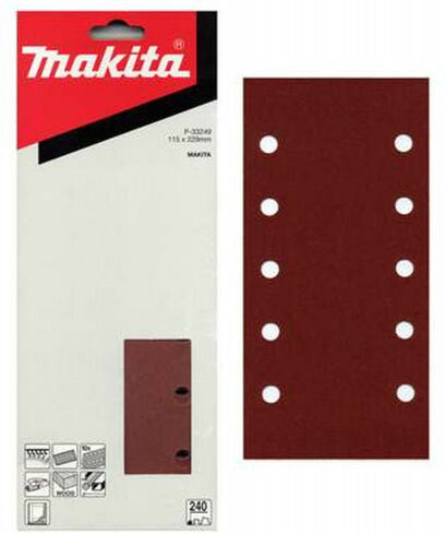 Makita P-35754 Papier abrasif avec velcro, 115x229mm, 10 tours, 50 pcs, K100, 9046