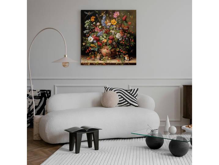 Leinwandbild QUEENCE Frühlingsstrauss , bunt (farbe bild(er): bunt), B:40cm H:40cm T:1,5cm, Canvas, Holz, Bilder, Leinwandbild, Premium-Leinwandstoff, Handarbeit aus Deutschland