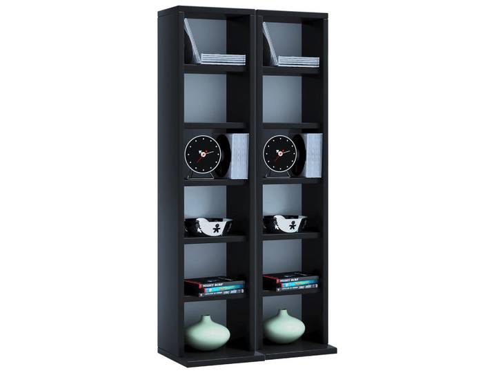 Mid.you Cd-Regal, Schwarz, Holzwerkstoff, 10 Fächer, 42x92x20 cm, Wohnzimmer, TV Möbel, CD-Regale