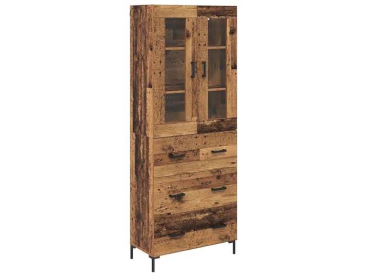 Highboard 2 Stk. Altholz 69,5 x 34 x 180 cm Holzwerkstoff Wandmontage, Glastüren, matte strukturierte Oberfläche, flexible Fächer, minimalistischer Stil