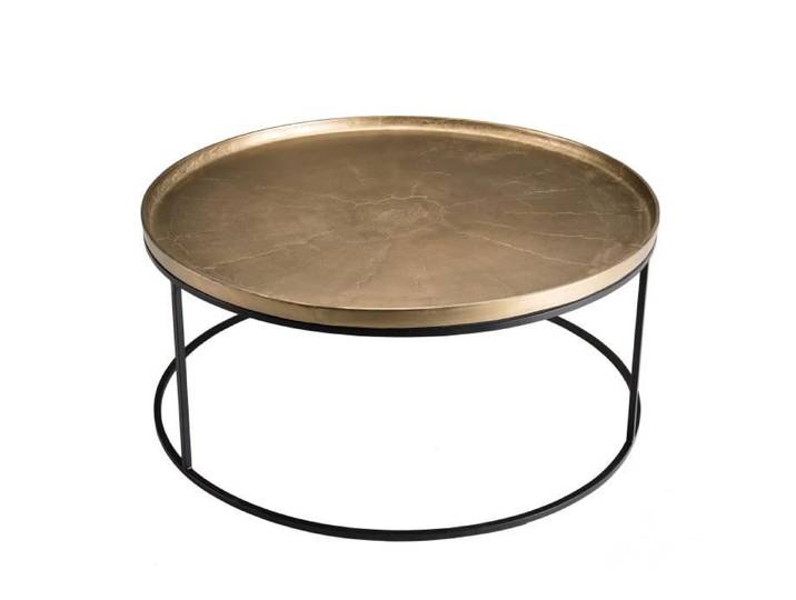 MACABANE JONAS - Table basse ronde 88x88cm aluminium doré pieds ronds métal noir