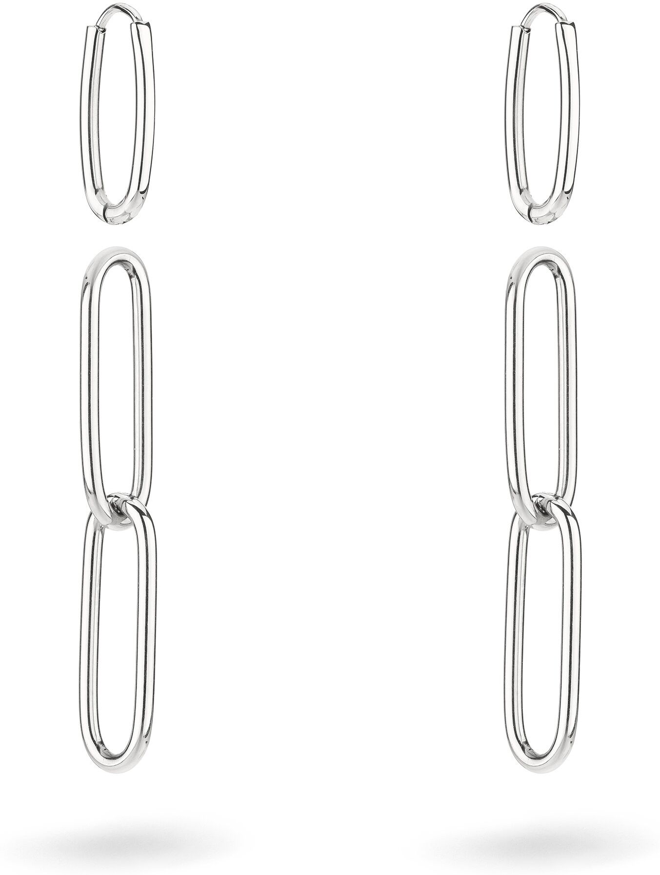 Paar Creolen LIEBESKIND BERLIN "Schmuck Geschenk Edelstahl Ohrringe Special Link", silber (edelstahlfarben), Ohrringe, Damen, Edelstahl, Paar Creolen