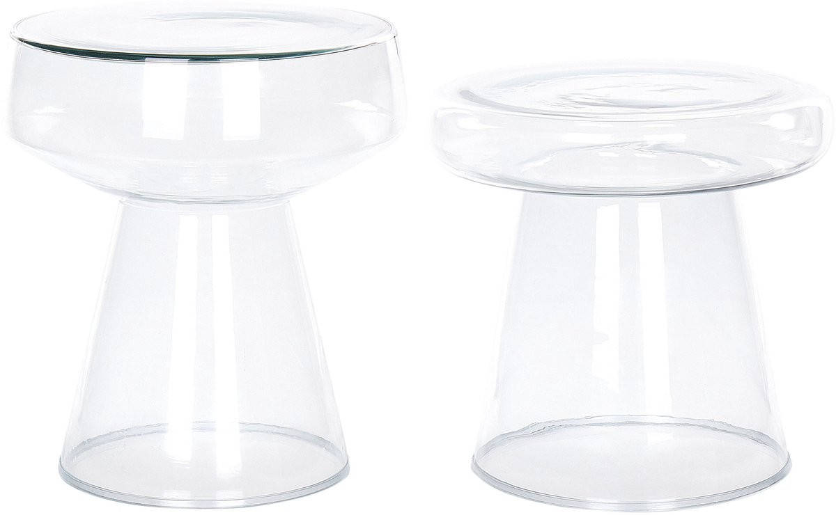 Beliani Laguna/Caldera Bijzettafel set van 2 - Transparant - Glas