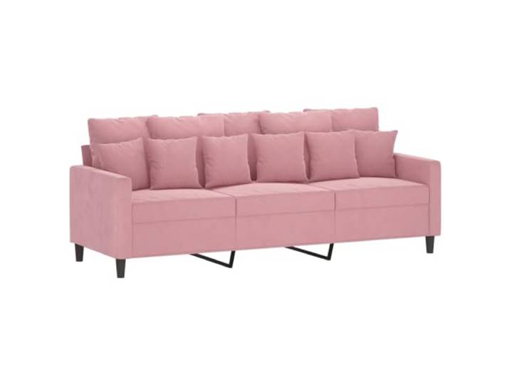 KTHLBRH Sofa-Set, 4-teilig, rosa Samt, mit Kissen Polyester, Metallrahmen, Fußstütze, 21 Kissen, 1-3-Sitzer