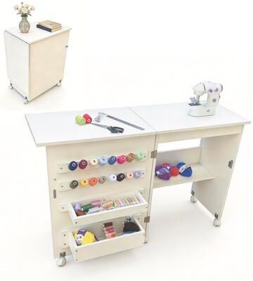 Garvee MDF Folding Sewing Table Craft Station with Wheels 3 Colors