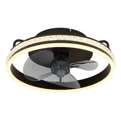 Deckenventilator Deckenlampe Wohnzimmerleuchte Raumlüfter Ventilator, Metall schwarz, dimmbar Fernbedienung CCT Rechts-/Linkslauf, LED 29W 1100 Lm 2700-6500K, D 45 cm