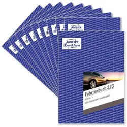 Avery Zweckform Fahrtenbuch für PKW, A5, 40 Blatt, 10 Stück