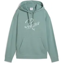 PUMA Damen Kapuzensweat ESS SCRIPT Comfort Hoodie TR, Größe M in Grün Grün