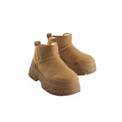 Stiefel BUFFALO "Buffalo FusiOn Slip On Lo Warm Vegan Nubuck", Damen, Gr. 41, braun (cognac), Polyurethan, unifarben, Schuhe Stiefel