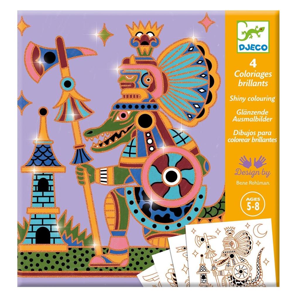 Djeco Glänzende Ausmalbilder Tierkämpfer (DJ09697)