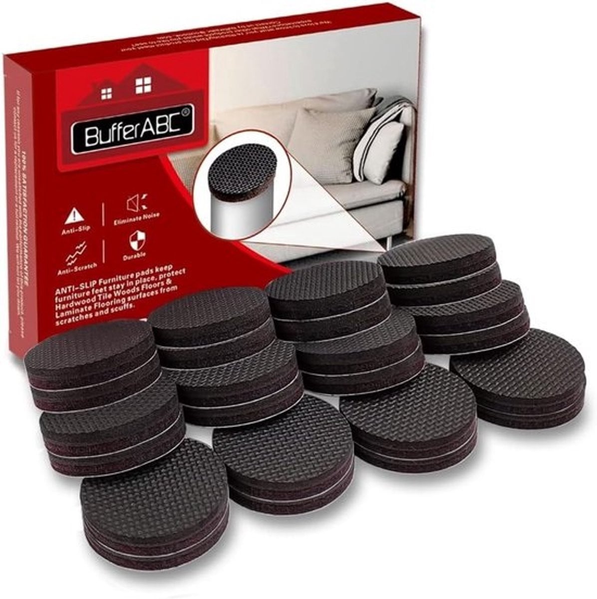 24 stuks Antislip Meubelpads 50mm Vloerbeschermers voor Houten Vloeren