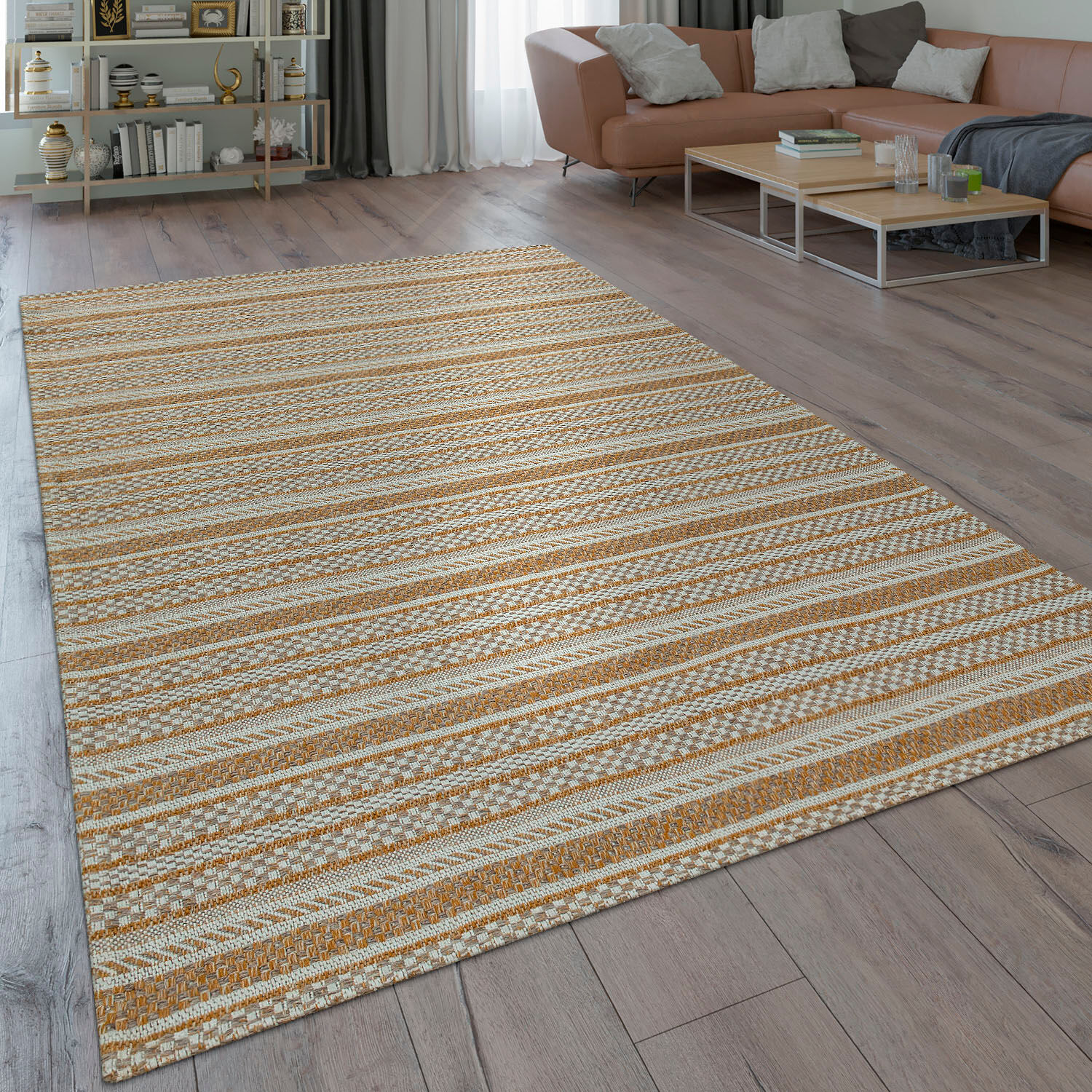 Teppich PACO HOME "Varadero 464", bunt (mehrfarbig), B:80cm H:4mm L:150cm, Baumwolle, Polyester, Teppiche, Teppich, Flachgewebe, 3D-Design, Wohnzimmer mehrfarbig B : 80cm 1 Stk., 4mm, L: 150cm