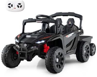Costway 12V Battery Powered Ride On Tractor with Parent Remote Control-Dark Gray