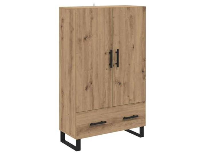 Highboard Artisan-Eiche 69,5 x 30 x 115 cm Holzwerkstoff mit Metallbeinen Artisan-Eiche Optik, quadratische Metallbeine, mattschwarze Griffe, vielseitige Regalbretter, pflegeleichte Oberfläche