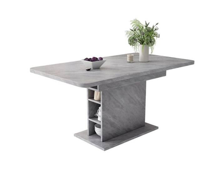 Table à Manger Extensible avec Espace de Rangement Table de Cuisine Rectangulaire Table à Manger Moderne et Simple en Fer Gris