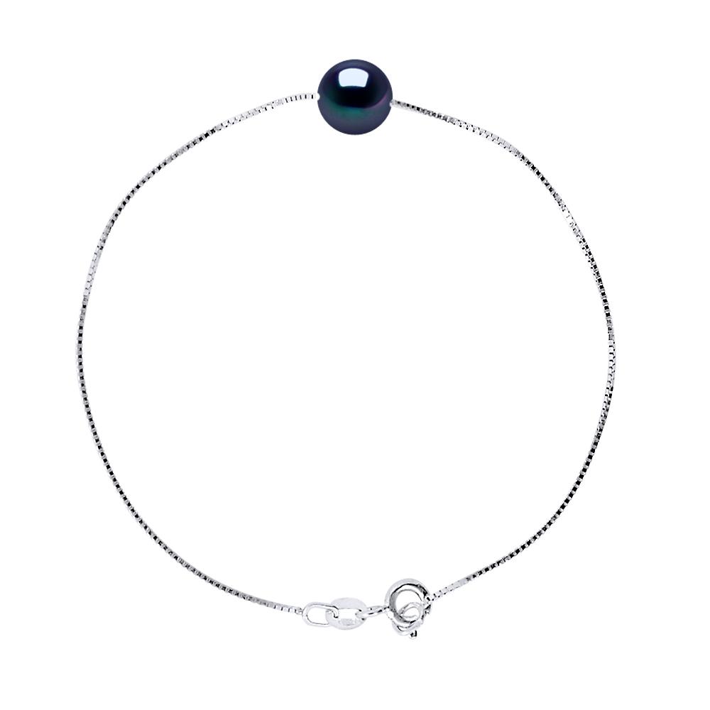 Armband Gekweekte Pearl Zoetwater 8-9mm Black Chain Venetian White Gold