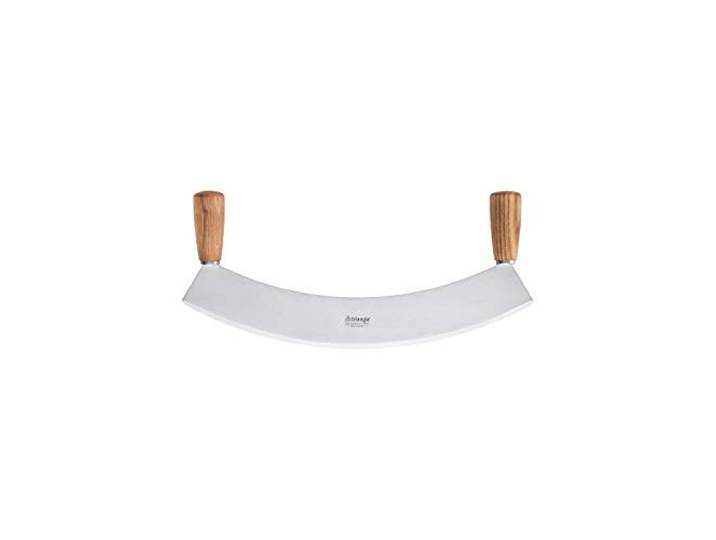 triangle Wiegemesser Soul XXL 36 cm - Gehärteter Edelstahl, Solingen Einschneidiges Mezzaluna mit ergonomischen Holzgriffen aus Kernesche – handgeschärft, Made in Germany