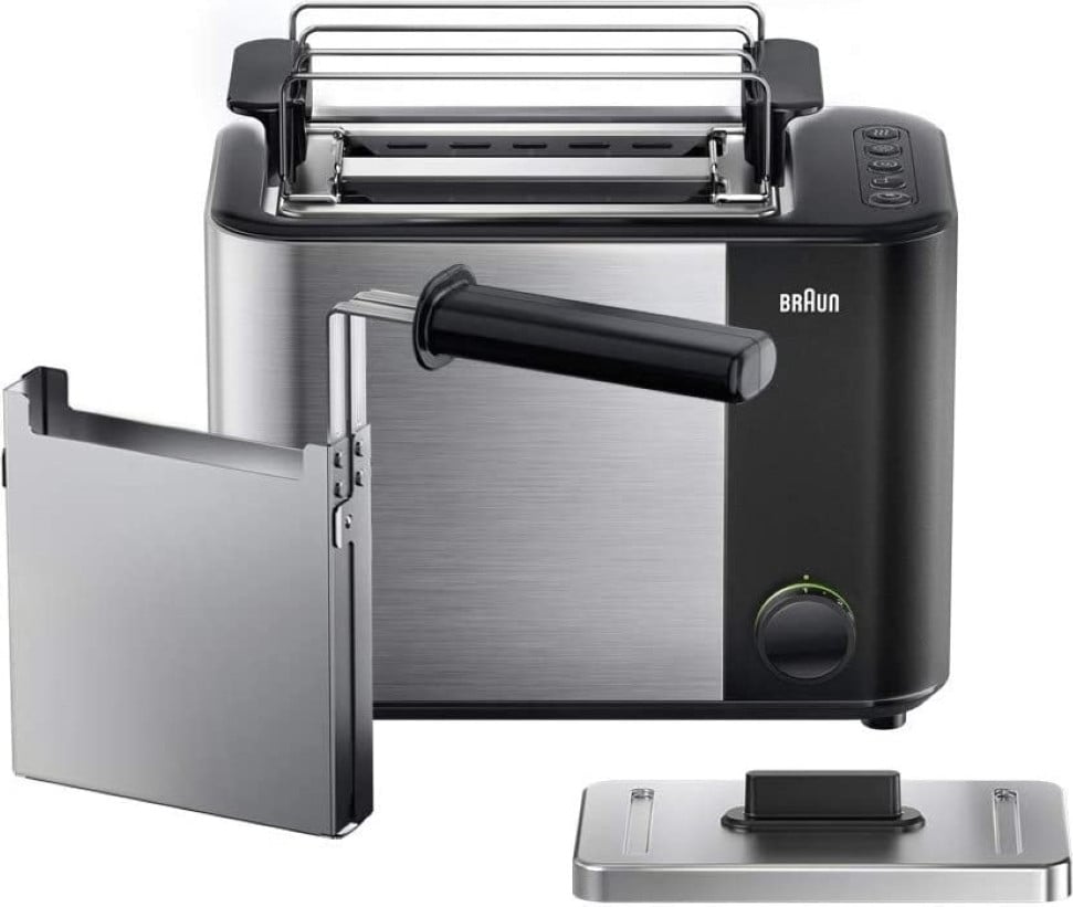 Braun HT 5015 BK Toster met 2 schijven, zwart, roestvrij staal, 1000 W