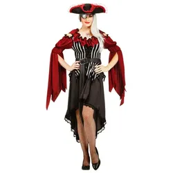 Piratenkleid für Damen, weinrot/silber