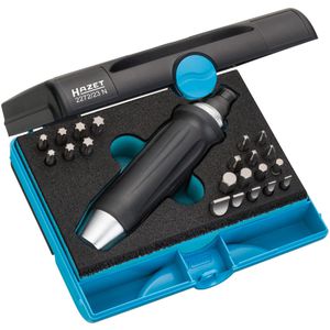 Hazet Schraubendreher 2272/23N, Bit-Schlagschraubendreher, Set, Schlitz, Kreuz, Torx, mit Bitaufnahme, 23-teilig