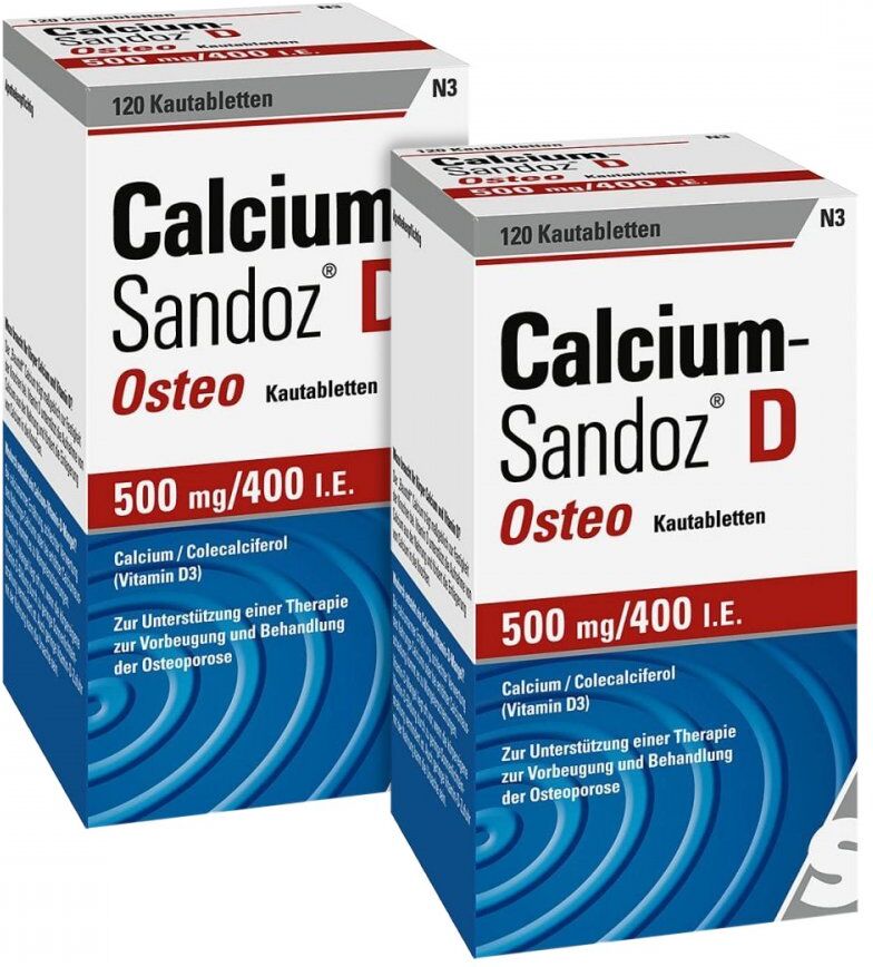 Calcium Sandoz Calcium-Sandoz D Osteo 500mg/400 I.E. 2 x 120stk