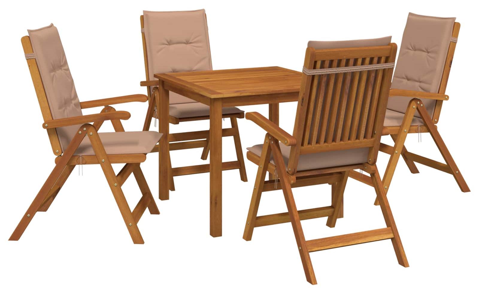5-teiliges Garten-Esszimmer-Set Natur Massivholz Akazie