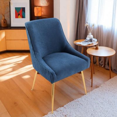 "25"" Velvet Accent Chair with Gold Metal Legs and Scoop-Back Design and Tufted Details"