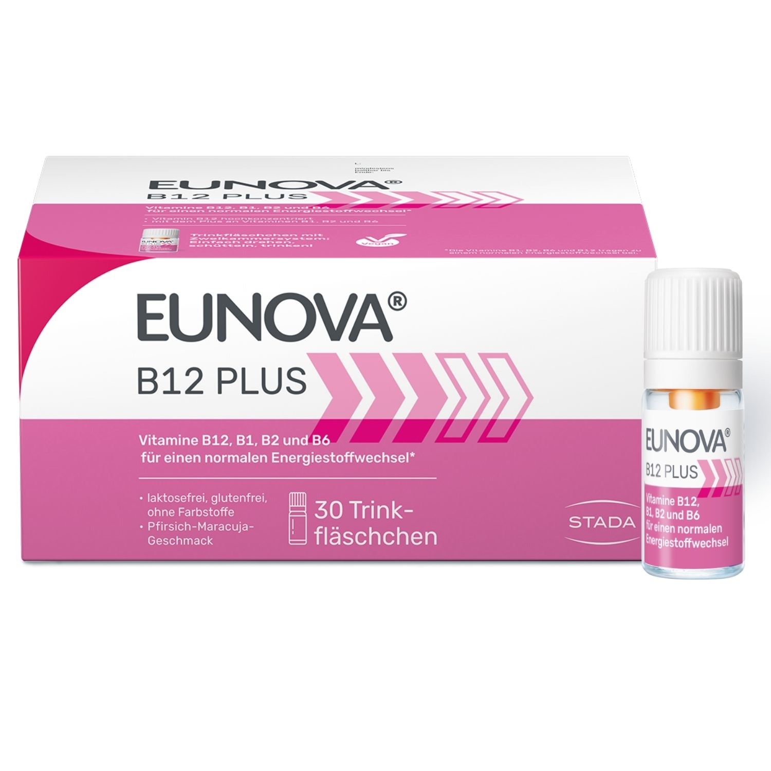 Eunova B12 Plus Trinkfläschchen 30x8 ml Lösung zum Einnehmen
