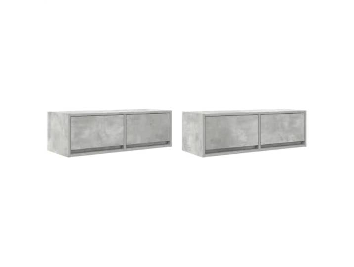 Helloshop26 TV-Möbel, Wandmontage, Grau, Beton, 80 x 31 x 25 cm, großer Stauraum, modernes Design, aus Holz, 02_0051694, 2 Stück