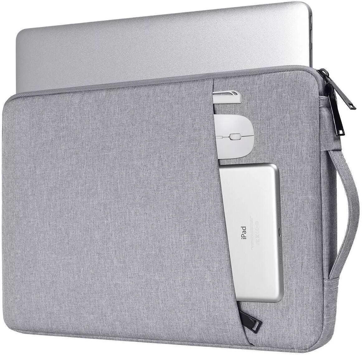 INF Sac d'ordinateur 14,1 / 15,4 pouces en toile, Sac ordinateur étanche Gris