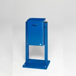 PROREGAL Klassischer eckiger Abfallsammler für Außenbereich | mit Bodenplatte | HxBxT 89x43x31,5cm | Blau | Mülleimer Abfalleimer Müllkorb