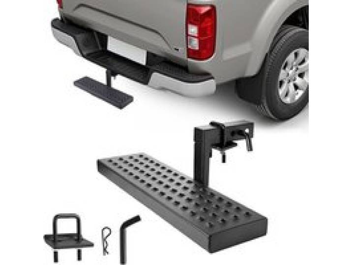 VEVOR Marchepied d'attelage antidérapant pour récepteur 50,8 mm, protection de pare-chocs arrière 665 mm en acier, charge 158,7 kg, avec kit de goupilles et stabilisateur, pour camions, SUV, pick-up