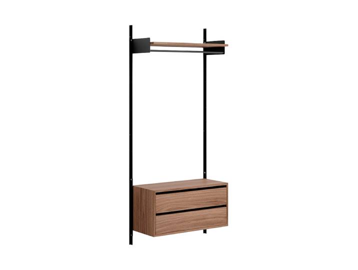 Modulare Design Wandgardarobe „New Works Wardrobe Cabinet“ Nussbaum / Schwarz