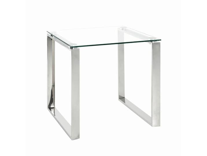Beistelltisch, Edelstahl, Metall, Glas, quadratisch, Kufe, 55x55x55 cm, Wohnzimmer, Wohnzimmertische, Beistelltische, Beistelltische Metall
