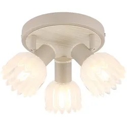 LED Deckenleuchte Deckenlampe Flurlampe Schwenkbar Beige Metall Glas H 12,5 cm