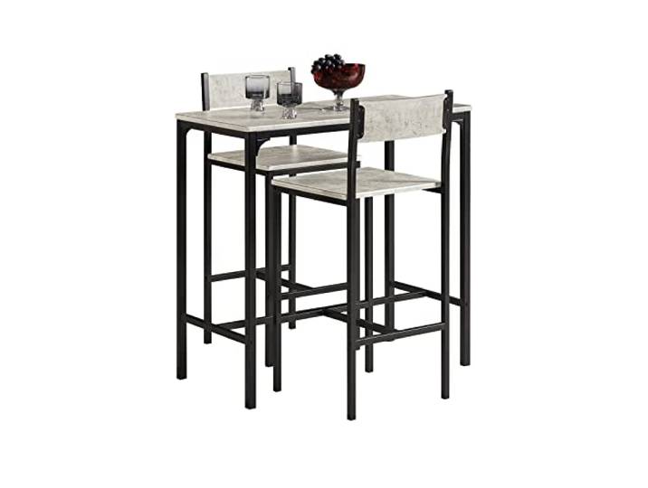 SoBuy Bistrotisch mit 2 Stühlen, platzsparend & Industrial, 89x87x45cm Bartisch Set mit Barhockern, Tisch 50 kg/Stuhl 120 kg Tragkraft, pflegeleicht, MDF/Metall, Küche & Balkon & Wohnen, OGT03-HG