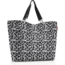 Shopper Tasche XL, grau, Leopardenmuster
