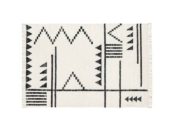 Teppich Yoki Schwarz/weiss Architektonisch Wolle 160 x 230 cm - Teppich