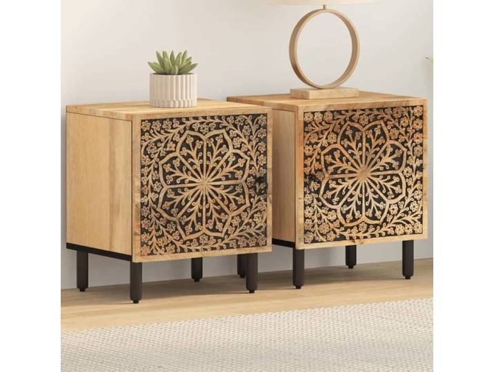SALE 2026  Table de nuit Brun - Tables de chevet 2 pcs 40x33x46cm - bois de manguier solide PRO526872087