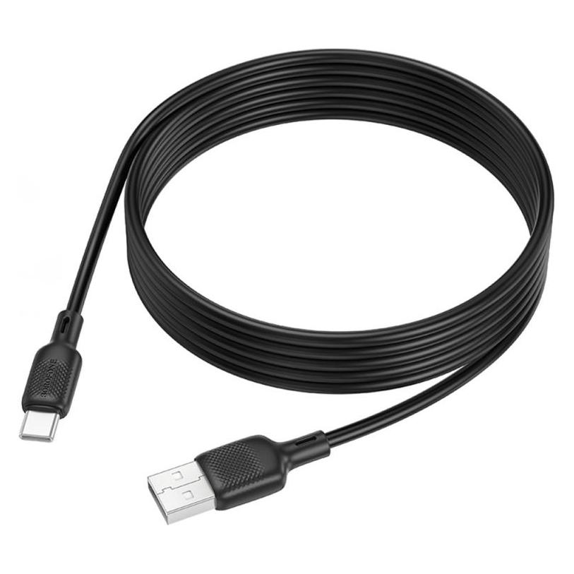 Borofone - Data Cable Lenny Series (BX113) - USB to Type-C, Silicone, 3A, 2m - Black (2 m, 18 W) (64686510)