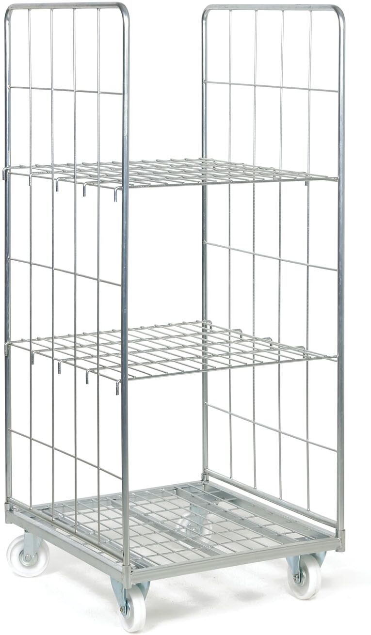 B2B Partner Rollbehälter mit Gitterwänden, Gitterwagen BASIC, 2x Gitterboden, 1660x710x810 mm