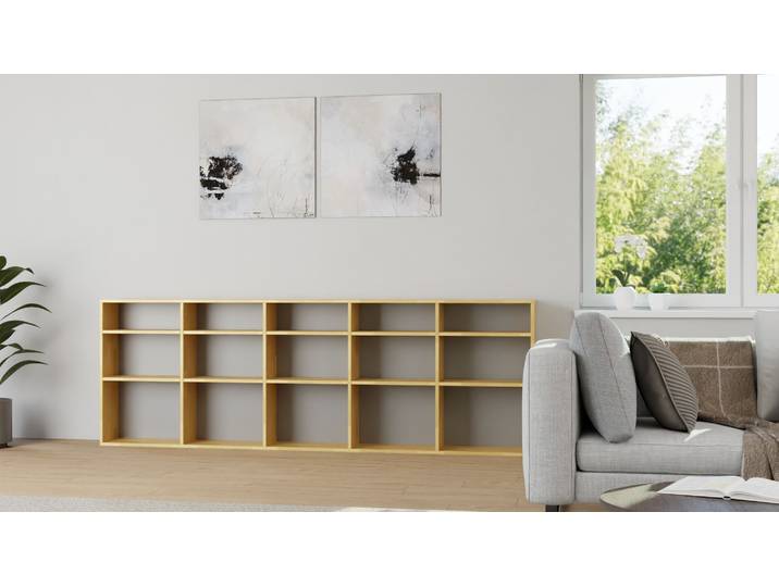 Bibliothèque basse sur mesure Hêtre Naturel huilé