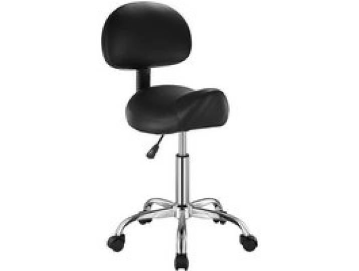 VEVOR Sattelhocker Rollhocker 204 kg belastbarer höhenverstellbarer (84-100 cm) Drehhocker Arbeitshocker mit Rückenlehne, ergonomischer PU-Leder-Drehsattelstuhl für Salon Spa Massage Klinik