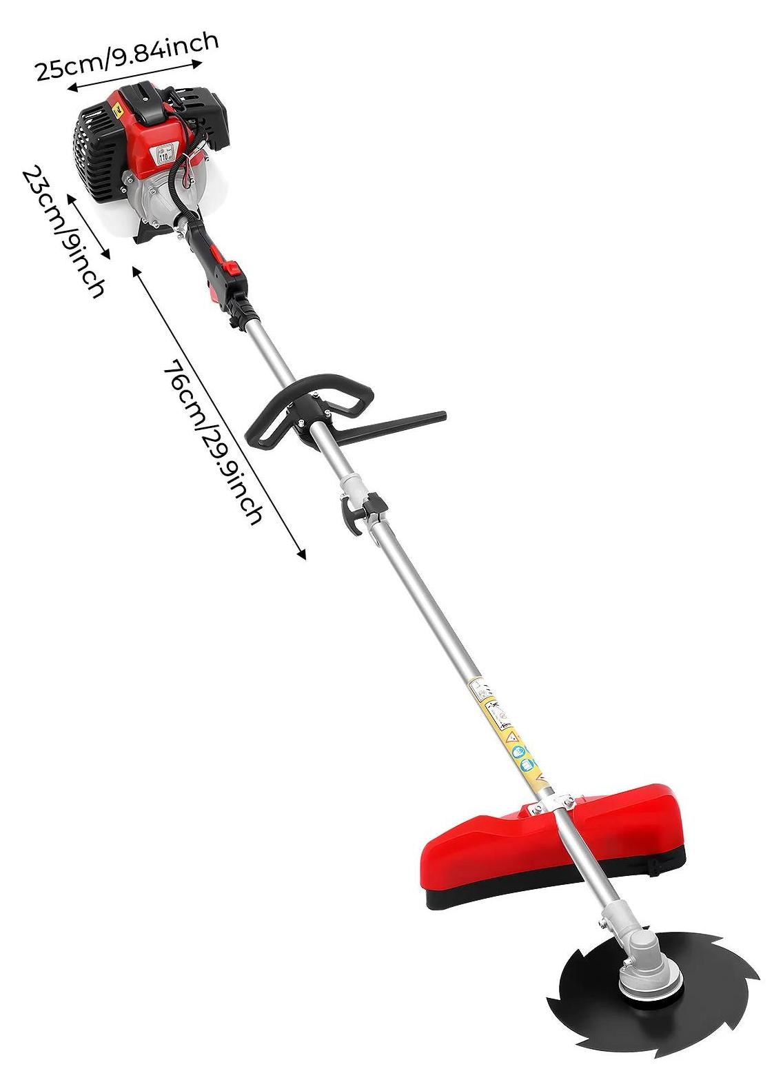 Benzin Freischneider Rasentrimmer - 52cc 2-Takt Motor - 10-in-1 Multifunktionsgerät - 1,7 kW 8500 U/min - Abnehmbarer Aluminium-Schaft - Rot