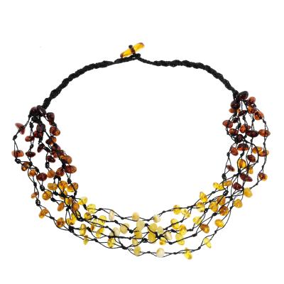 Kette ohne Anhänger OSTSEE-SCHMUCK "- Tonia - Bernstein -" Gr. 50, bunt (mehrfarbig, braun), Halsketten, Damen, Bernstein