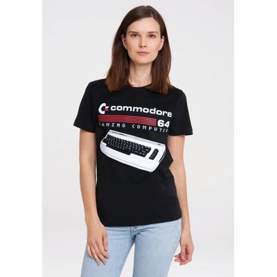 T-Shirt LOGOSHIRT "Commodore - Gaming Computer", Damen, Gr. S, schwarz, 100% Baumwolle, bedruckt, unifarben, normal, Rundhals, Shirts T-Shirt, mit coolem Print