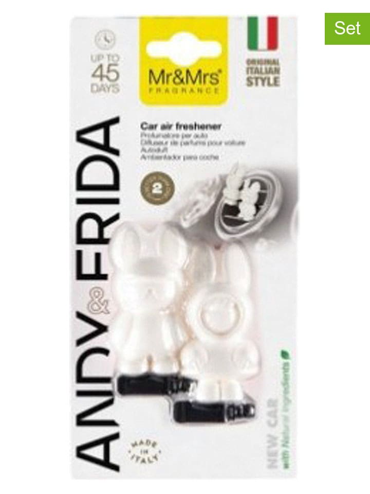 Mr & Mrs Fragrance 2er-Set: Autodüfte ''Andy & Frida - New Car'' in Weiß - onesize