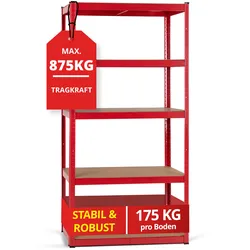 Stagecaptain Heavyrack Lagerregal Holzböden Rot, max. 875 kg